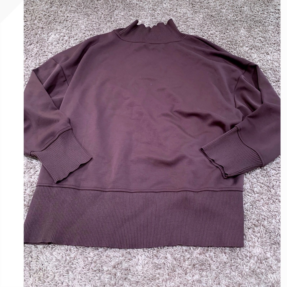Stylus Women Raisin Purple Mock Neck Side Zip Sweatshirt XL‎ New